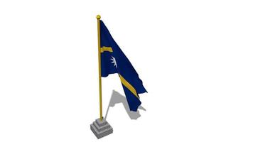 Nauru Flag Start Flying in The Wind with Pole Base, 3D Rendering, Luma Matte Selection video