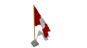 Peru Flag Start Flying in The Wind with Pole Base, 3D Rendering, Luma Matte Selection video