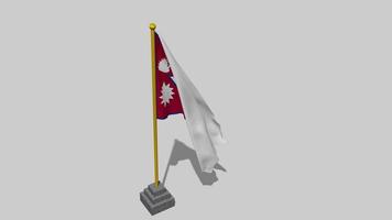 Nepal bandeira começar vôo dentro a vento com pólo base, 3d Renderização, luma fosco seleção video