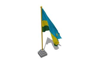 rwanda flagga Start flygande i de vind med Pol bas, 3d tolkning, luma matt urval video