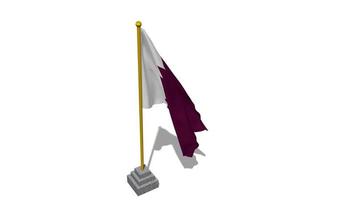 Qatar Flag Start Flying in The Wind with Pole Base, 3D Rendering, Luma Matte Selection video