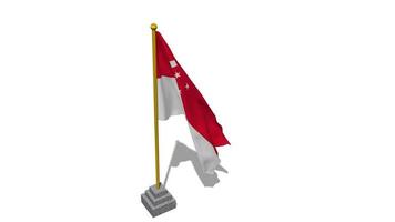 Singapore Flag Start Flying in The Wind with Pole Base, 3D Rendering, Luma Matte Selection video