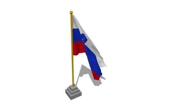 Slovenia Flag Start Flying in The Wind with Pole Base, 3D Rendering, Luma Matte Selection video