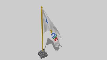 Google Flag Start Flying in The Wind with Pole Base, 3D Rendering, Luma Matte Selection video