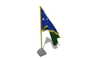 Solomon Islands Flag Start Flying in The Wind with Pole Base, 3D Rendering, Luma Matte Selection video