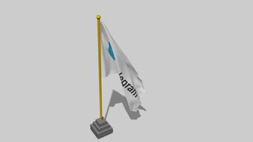 Telegram Flag Start Flying in The Wind with Pole Base, 3D Rendering, Luma Matte Selection video