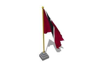 Trinidad and Tobago Flag Start Flying in The Wind with Pole Base, 3D Rendering, Luma Matte Selection video