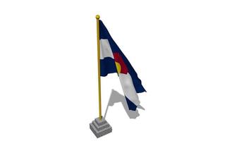 USA State of Colorado Flag Start Flying in The Wind with Pole Base, 3D Rendering, Luma Matte Selection video