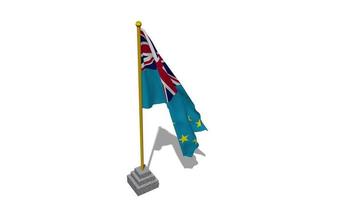 Tuvalu Flag Start Flying in The Wind with Pole Base, 3D Rendering, Luma Matte Selection video