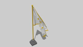 Estados Unidos estado de Rhode isla bandera comienzo volador en el viento con polo base, 3d representación, luma mate selección video