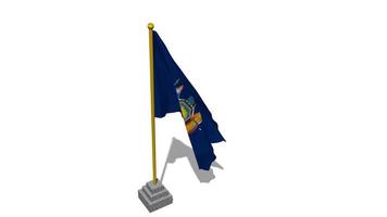 Estados Unidos estado de nuevo York bandera comienzo volador en el viento con polo base, 3d representación, luma mate selección video