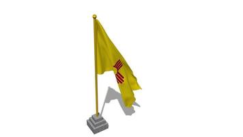 USA State of New Mexico Flag Start Flying in The Wind with Pole Base, 3D Rendering, Luma Matte Selection video