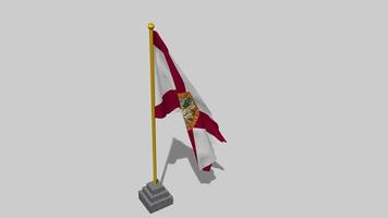 USA State of Florida Flag Start Flying in The Wind with Pole Base, 3D Rendering, Luma Matte Selection video