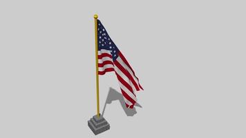 United States Flag Start Flying in The Wind with Pole Base, 3D Rendering, Luma Matte Selection video