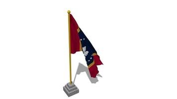 USA State of Mississippi Flag Start Flying in The Wind with Pole Base, 3D Rendering, Luma Matte Selection video