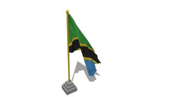 Tanzania Flag Start Flying in The Wind with Pole Base, 3D Rendering, Luma Matte Selection video