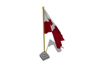 Tonga Flag Start Flying in The Wind with Pole Base, 3D Rendering, Luma Matte Selection video