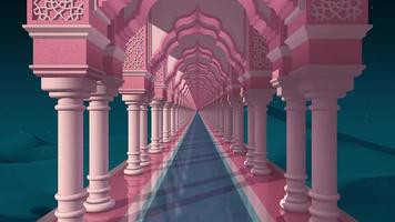 RAMADAN KAREEM EID AL FITR EID AL ADHA ISLAMIC ARABIC ABSTRACT BLUE PINK PILLARS ANIMATION LOOP video