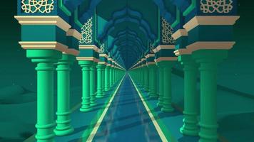 RAMADAN KAREEM EID AL FITR EID AL ADHA ISLAMIC ARABIC ABSTRACT GREEN BLUE PILLARS ANIMATION LOOP video