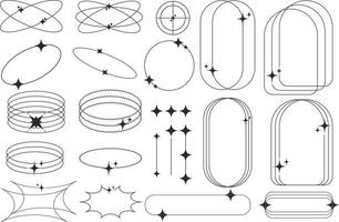 minimalista lineal elementos, de moda marcos con estrellas, geométrico formas arqueado marcos para póster diseño, moderno vector conjunto en boho estilo.