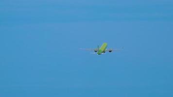 NOVOSIBIRSK, RUSSIAN FEDERATION JUNE 17, 2020 - S7 Airlines Airbus climbing up, against the blue sky. Tolmachevo Airport, Novosibirsk. video