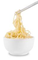 instant noodles in bowl isolated on white background. egg noodles in bowl isolated on white background. Chinese noodles in bowl isolated on white background with clipping path photo