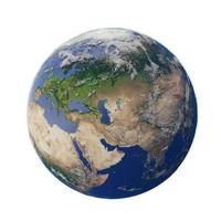 global o planeta tierra en espacio aislado en blanco antecedentes con un recorte camino. 3d representación foto