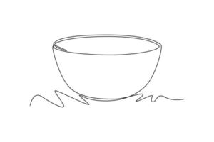 Single one line drawing bowl. Tableware concept. Continuous line draw design graphic vector illustration.