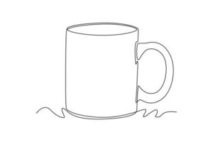 Single one line drawing mug. Tableware concept. Continuous line draw design graphic vector illustration.