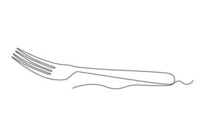 Single one line drawing fork. Tableware concept. Continuous line draw design graphic vector illustration.