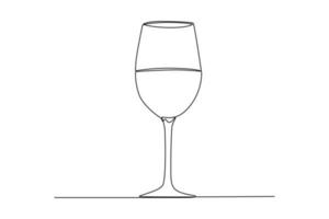 Single one line drawing wine glass. Tableware concept. Continuous line draw design graphic vector illustration.