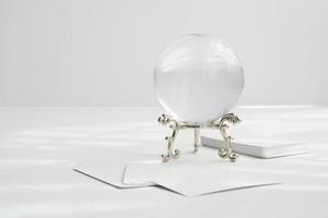 the abstract white fortune-telling or predict with a crystal ball and book clean minimal style mood background photo