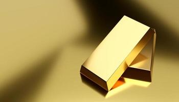 Financial concepts mock up stack of fine gold bar, gold brick block ingot or bullion background. 3d illustration photo