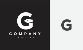 initial G pen ink logo vector