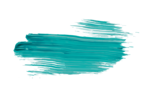 Turquoise paintbrush isolated on transparent background. deep lake green brush, png