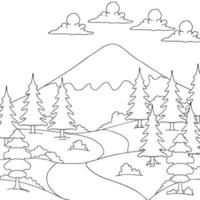 Design Nature Landscape Outline Coloring Page vector