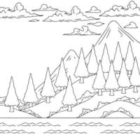 Design Nature Landscape Outline Coloring Page vector