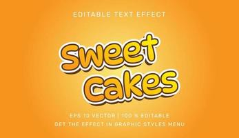 Sweet cakes 3d editable text effect template vector