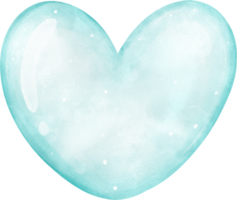 linda acuarela azul agua burbuja corazón forma dibujos animados mano pintura png