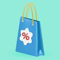 Shopping bag with discount icon, 3d vector suitable for your design and business asset