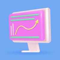 Computer monitor with up curve view, 3d vector suitable for design asset and business