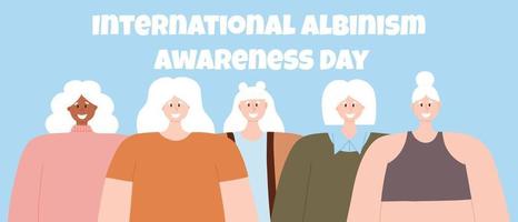 Portrait of an albino women. Vector illustration of women with albinism. International Albinism Awareness Day. Albinism. Genetic rare disorder.