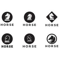 Chess strategy game logo with horse, king, pawn, minister and rook. Logo for chess tournament, chess team, chess championship, chess game application. vector