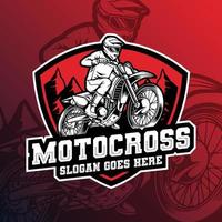 Mascot of motocross jumping that is suitable for e-sport gaming logo template vector