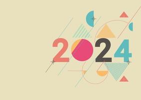 Happy New Year 2024 Greeting banner logo design illustration, Creative concept design template with colorful Geometric design vector