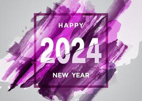 Happy New Year and Christmas 2024. Colorful Watercolor brushstroke paint lettering calligraphy 2024 happy new year, Merry Christmas, and New Year holiday greeting card. vector