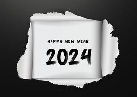 Vision 2024 goal written behind a torn paper. Torn paper revealing the number 2024. vector