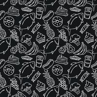 Seamless food pattern. Doodle vector food illustration.  Hand-drawn food background