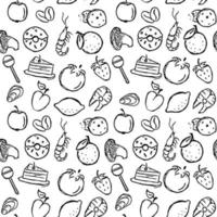 Seamless food pattern. Doodle vector food illustration.  Hand-drawn food background