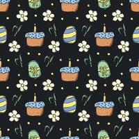 Easter pattern. Seamless pattern with easter icons. Easter background vector